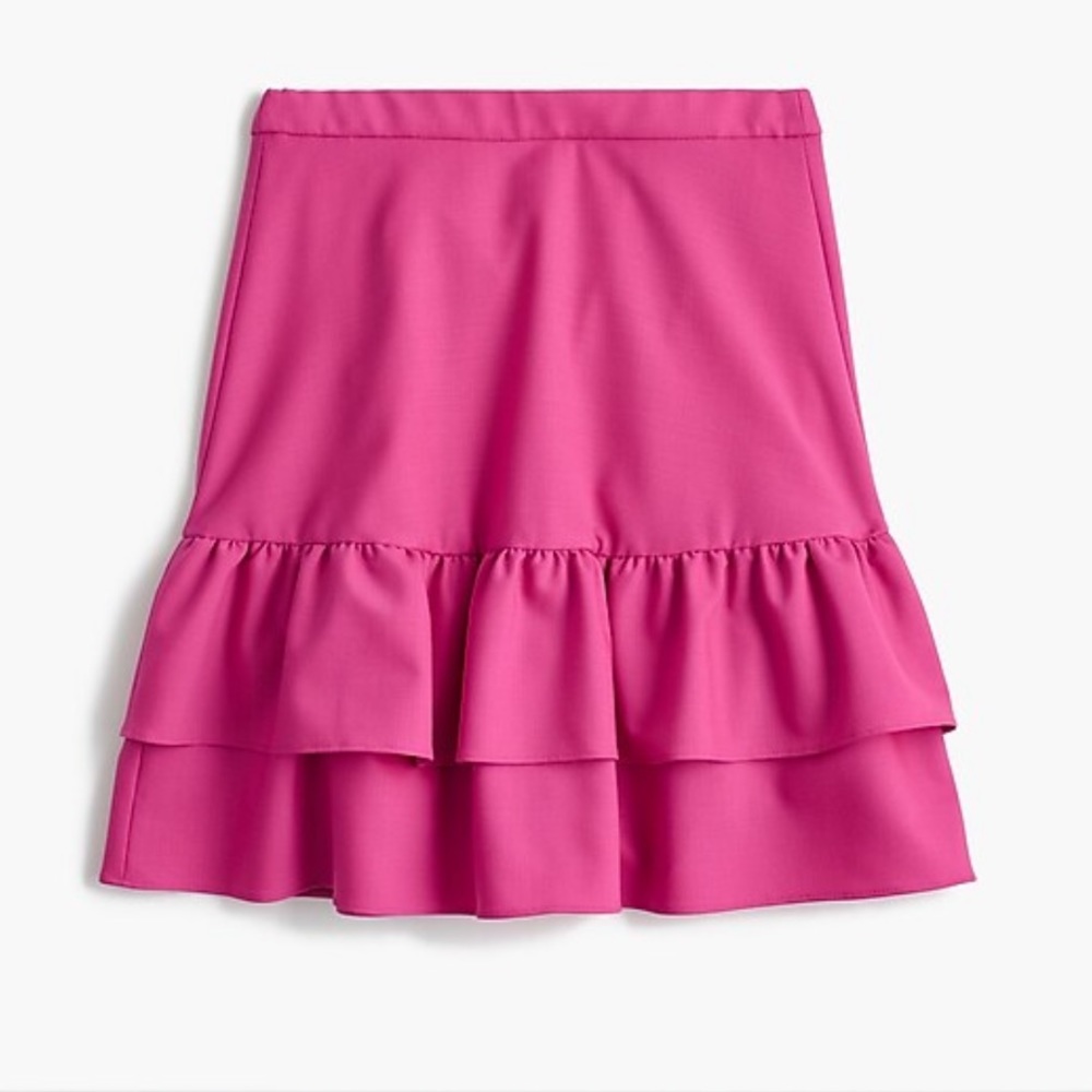 J.Crew Women’s Pink Wool Flannel Ruffle Mini Skirt Size T6
